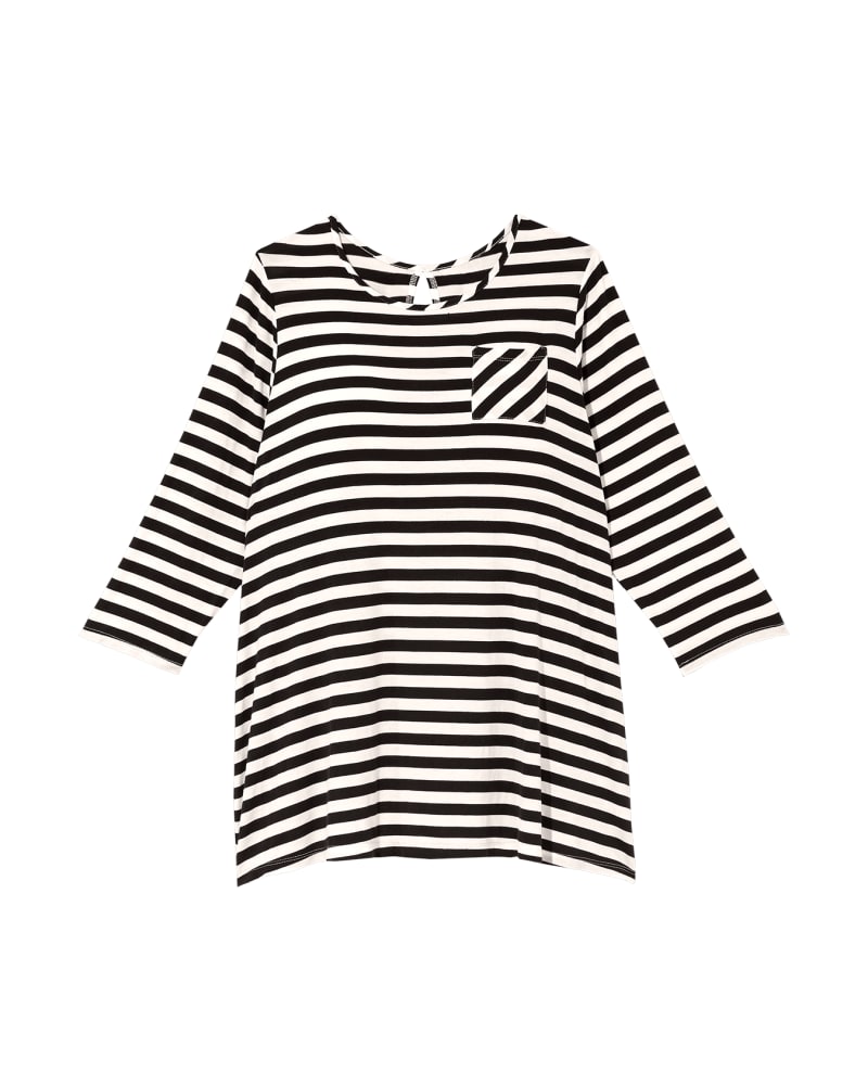 Front of plus size Stacey 3/4 Sleeve Split Back Tee by Molly&Isadora | Dia&Co | dia_product_style_image_id:119761